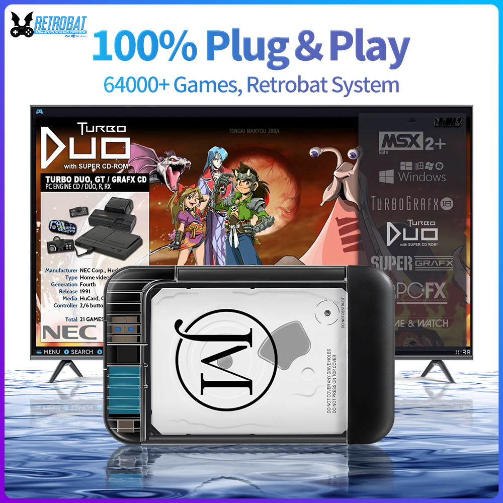 Retro Gaming Emulator Pc - Portable 500G Retrobat Gaming HDD Game