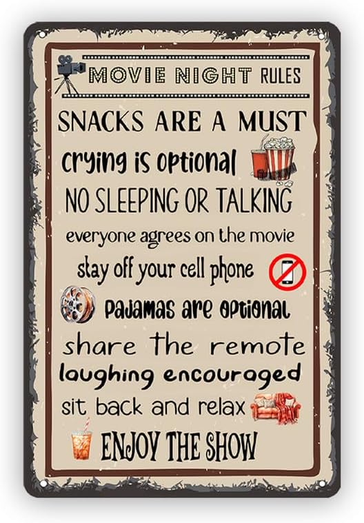 Retro Gaming Decor - Movin Night Rules Metal Sign Retro