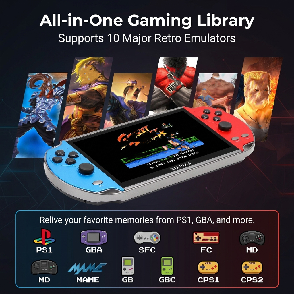 Retro Gaming Handheld Console - Lightweight X12 Retro Video Game Console