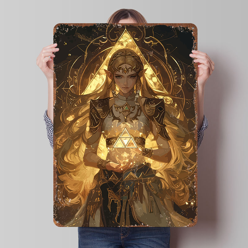 Retro Gaming Zelda - Zelda With Triforce Digital Printed Poster
