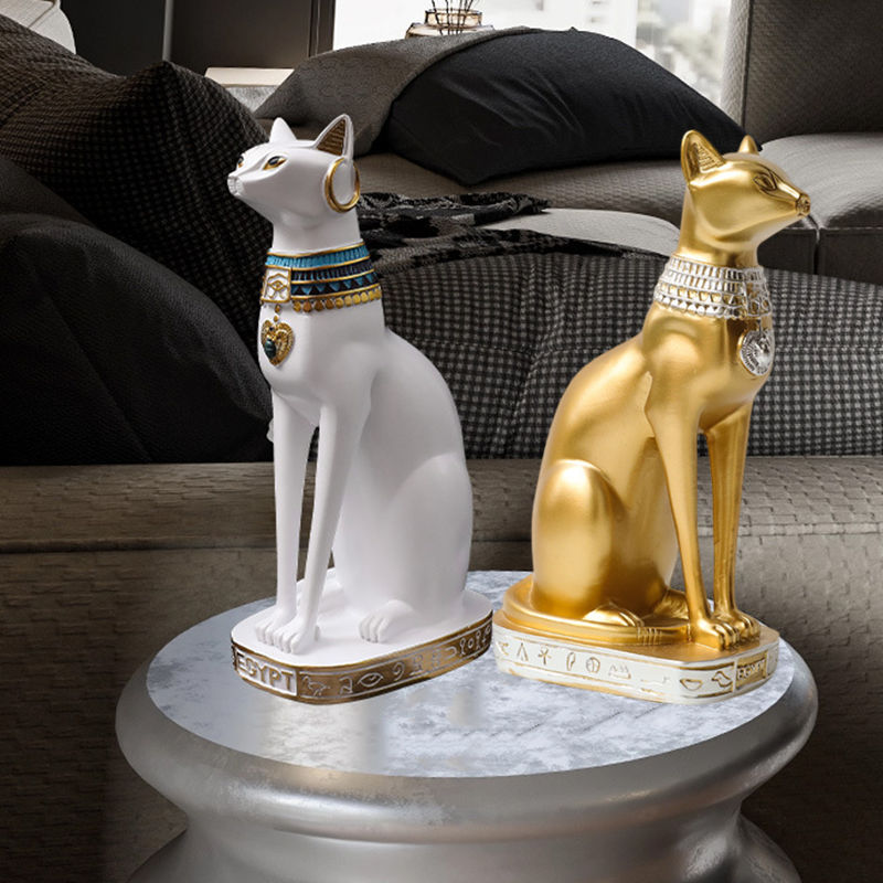 Retro Gaming Decor - Retro Egyptian Cat Resin Statue Figurines